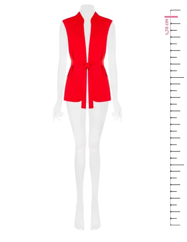 Giacca Blazer Aperta Smanicata In Tessuto Fluido Con Cintura Coordinata Rinascimento