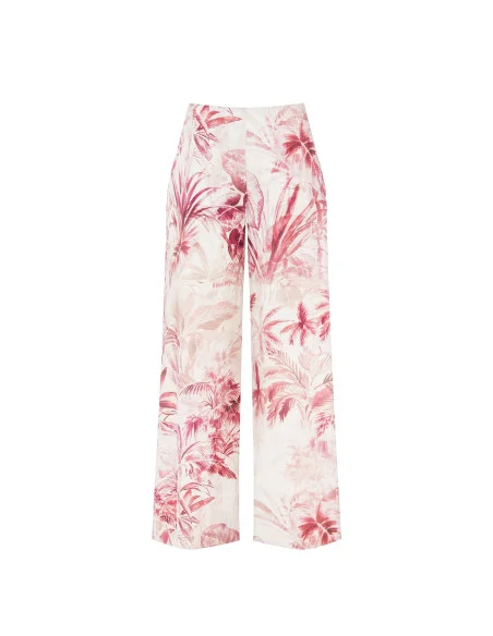 Pantaloni Palazzo In Cotone Con Elastico Dietro Rinascimento