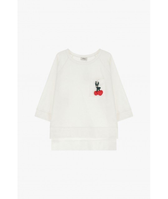 Sweatshirt avec poche décorée et manches 3/4 Dixie
