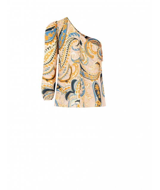 Top asymétrique plissé avec volants Rinascimento