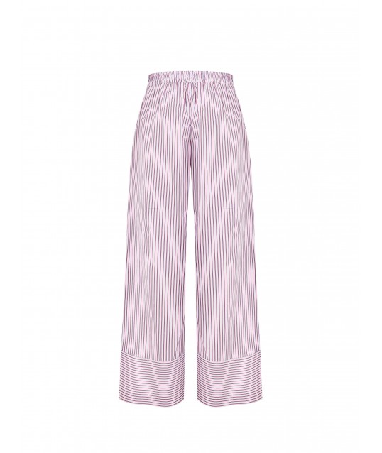 Pantaloni Palazzo In Cotone A Righe Con Elastico Dietro Rinascimento