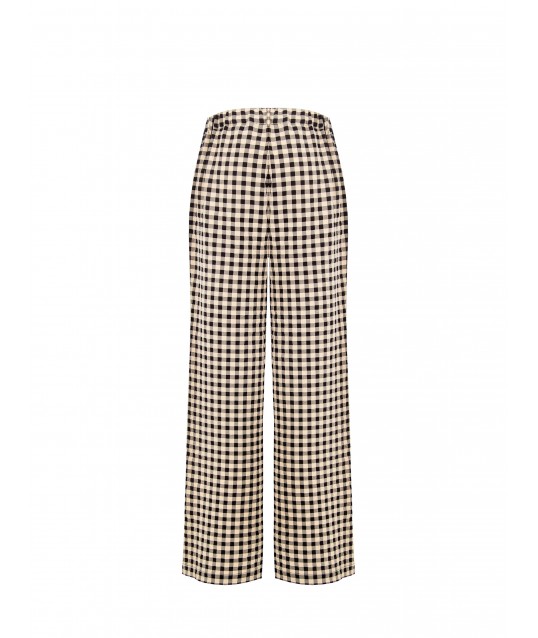 Pantaloni Palazzo A Quadretti Con Tasche Ed Elastico Dietro Rinascimento
