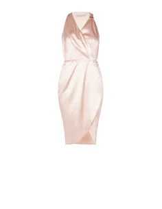 Robe portefeuille courte en satin légèrement froncée Rinascimento 2
