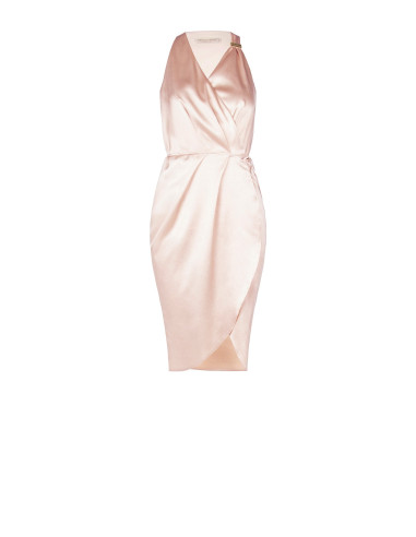 Robe portefeuille courte en satin légèrement froncée Rinascimento -...