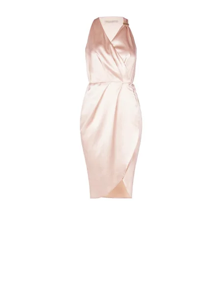 Robe courte portefeuille en satin légèrement froissé Rinascimento
