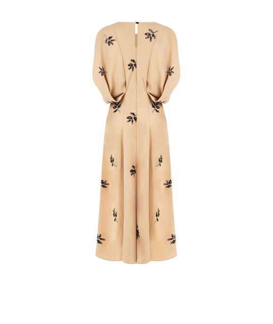 Midi Dress With Beading And Embroidered Leaves Rinascimento