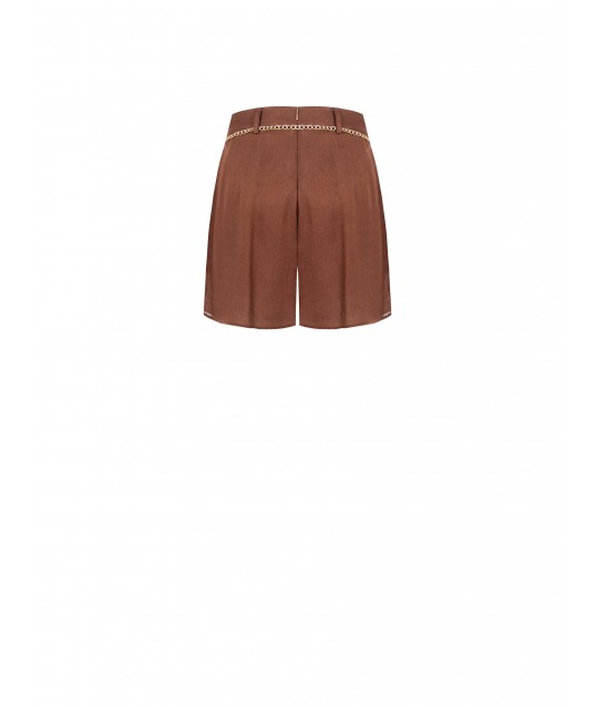 Pantalon court en viscose de lin avec ceinture en chaîne Rinascimento
