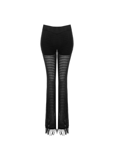 Perforated Knit And Tassels Paunch Trousers With Integrated Shorts Rinascimento