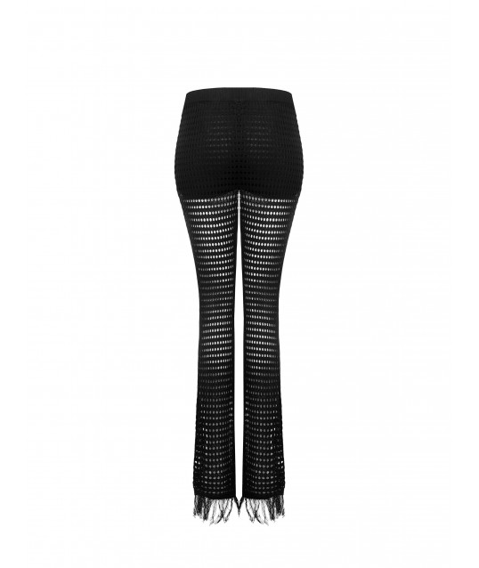 Perforated Knit And Tassels Paunch Trousers With Integrated Shorts Rinascimento