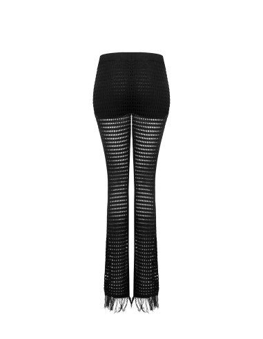 Pantaloni A Zampa In Maglia Traforata E Nappe Con Shorts Integrati Rinascimento