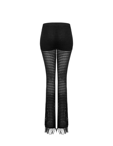 Pantaloni A Zampa In Maglia Traforata E Nappe Con Shorts Integrati Rinascimento
