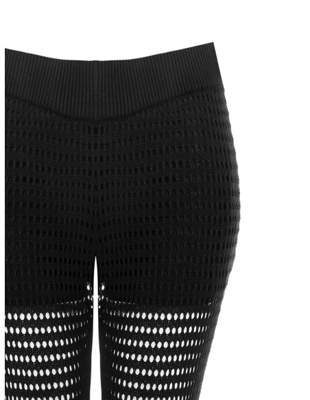 Pantaloni A Zampa In Maglia Traforata E Nappe Con Shorts Integrati Rinascimento