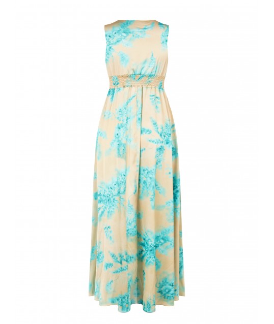 Robe longue Empire en satin avec fente Rinascimento Curvy