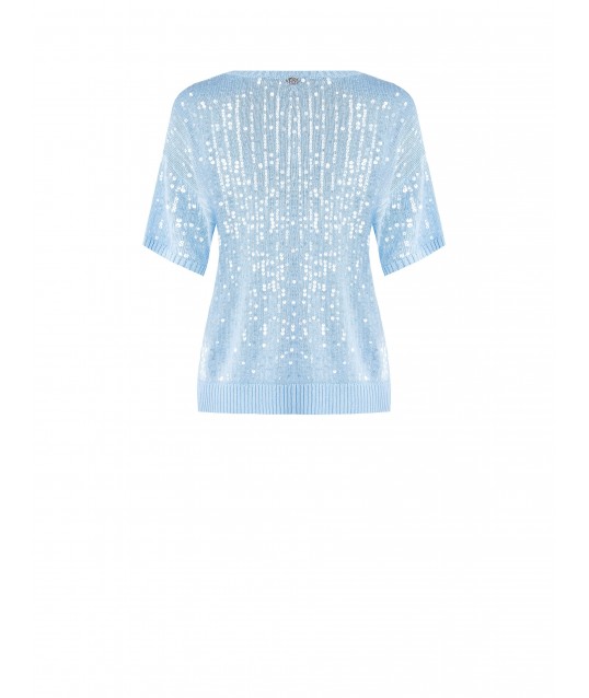 Tricot de viscose avec paillettes transparentes Rinascimento