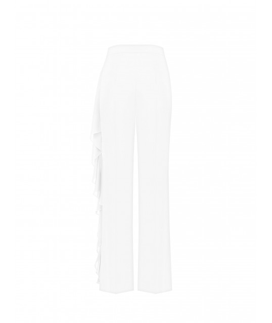 Pantaloni Palazzo In Tessuto Fluido Con Maxi Volant In Georgette Rinascimento