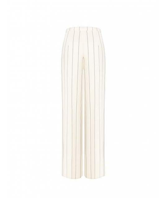 Pantalon ample en lin à rayures avec poches et plis Rinascimento