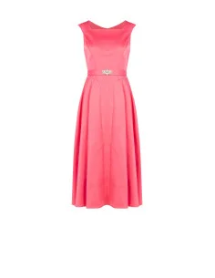 Mixed Cotton Midi Dress With Jewel Belt Coordinated Rinascimento