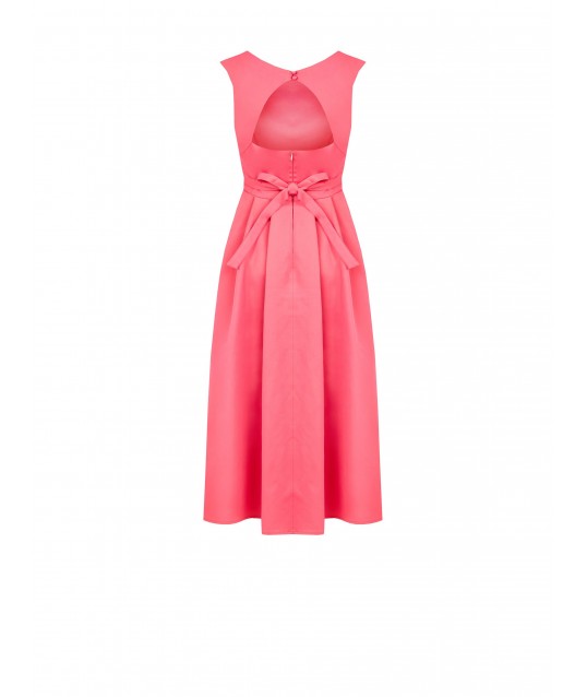 Mixed Cotton Midi Dress With Jewel Belt Coordinated Rinascimento