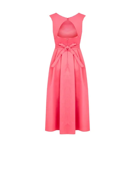 Mixed Cotton Midi Dress With Jewel Belt Coordinated Rinascimento