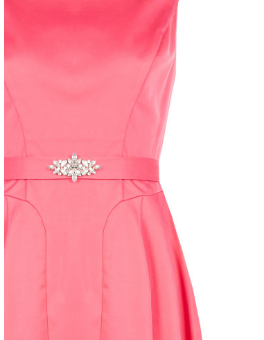 Mixed Cotton Midi Dress With Jewel Belt Coordinated Rinascimento