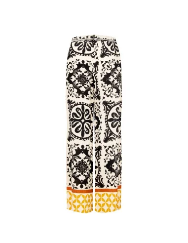 Pantaloni Larghi In Viscosa Effetto Stropicciato Con Cintura Abbinata Ed Elastico Dietro Rinascimento