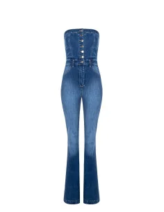 Rinascimento Denim Flared Overalls