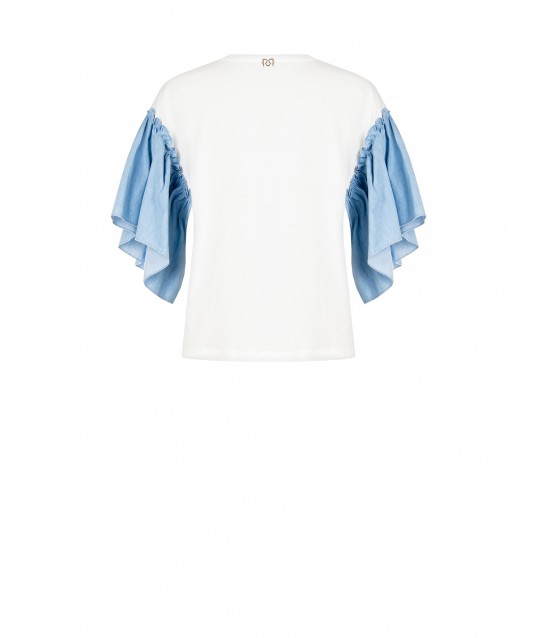 Rinascimento Lightweight Denim Cotton T-Shirt with Sleeves