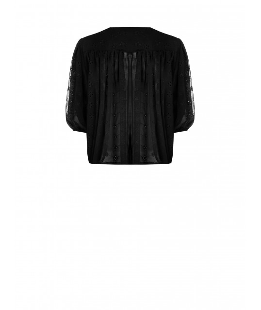 Blusa Corta E Ampia In Georgette Ricamata A Fiori Rinascimento