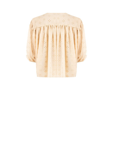 Blusa Corta E Ampia In Georgette Ricamata A Fiori Rinascimento