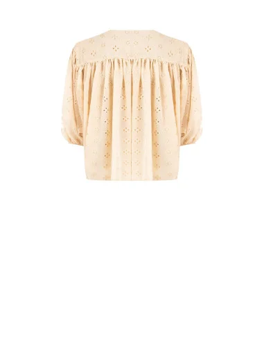Blusa Corta E Ampia In Georgette Ricamata A Fiori Rinascimento