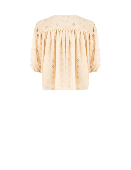 Short And Wide Flower Embroidered Georgette Blouse Rinascimento