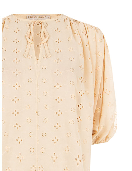 Blusa Corta E Ampia In Georgette Ricamata A Fiori Rinascimento
