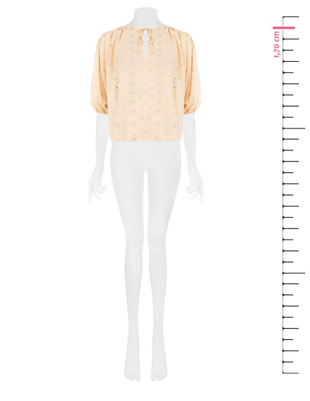 Short And Wide Flower Embroidered Georgette Blouse Rinascimento