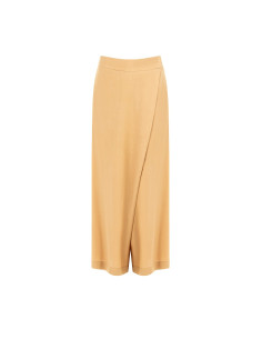 Extra Baggy Mixed Viscose And Linen Palazzo Trousers With Pockets And Elasticated Back