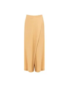 Pantalon de palazzo extra large en viscose et lin mélangés avec poches et dos élastiqué