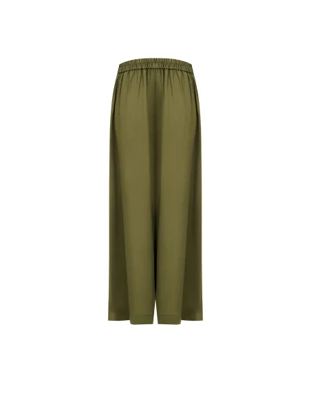Pantaloni Palazzo Extra Larghi In Misto Viscosa E Lino Con Tasche Ed Elastico Dietro Rinascimento