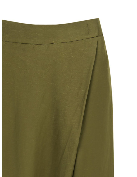Pantalon de palazzo extra large en viscose et lin mélangés avec poches et dos élastiqué