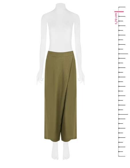 Extra Baggy Mixed Viscose And Linen Palazzo Trousers With Pockets And Elasticated Back