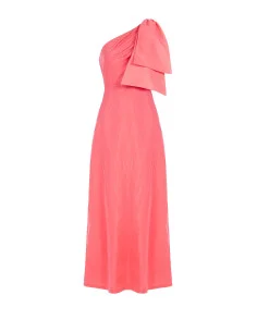 One-Shoulder Nylon Long Dress With Bow Rinascimento
