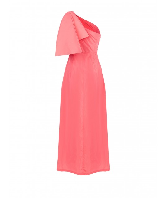 One-Shoulder Nylon Long Dress With Bow Rinascimento
