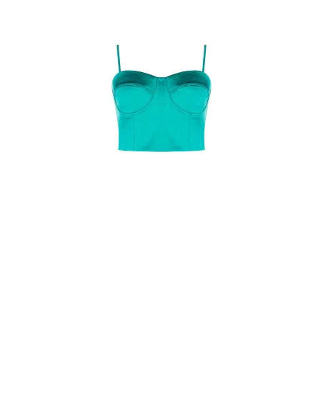 Crop Top Bustier In Raso Rinascimento
