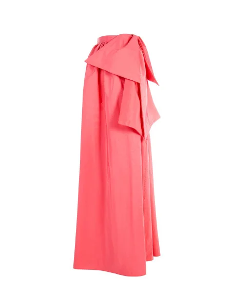 Gonna Lunga A Ruota In Nylon Con Maxi Fiocco Sul Fianco Rinascimento