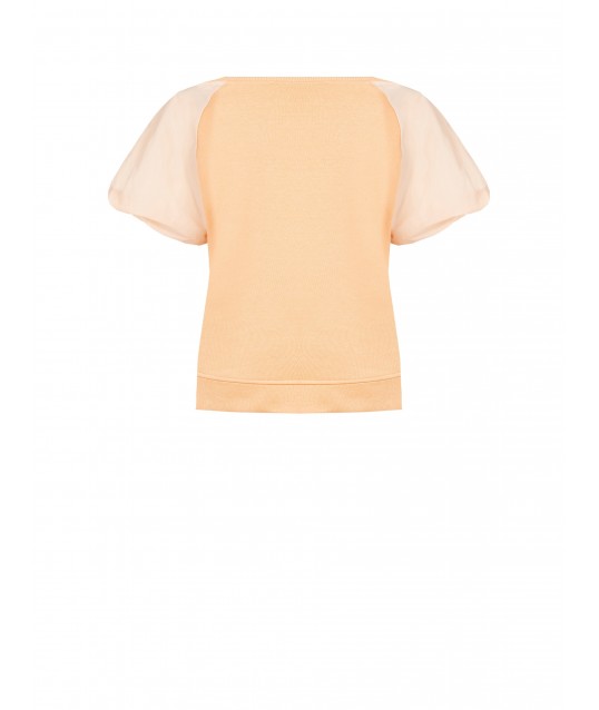 Felpa Over In Misto Cotone Con Maniche A Palloncino In Nylon Rinascimento