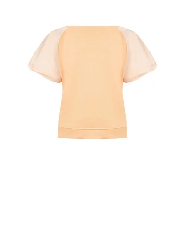 Cotton Blend Over Sweatshirt With Nylon Balloon Sleeves Rinascimento