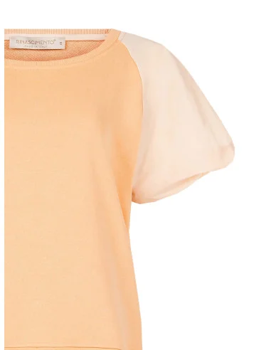 Cotton Blend Over Sweatshirt With Nylon Balloon Sleeves Rinascimento