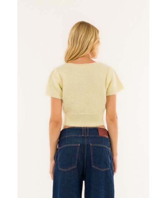 Cropped V-neck Short Sleeve Kontatto