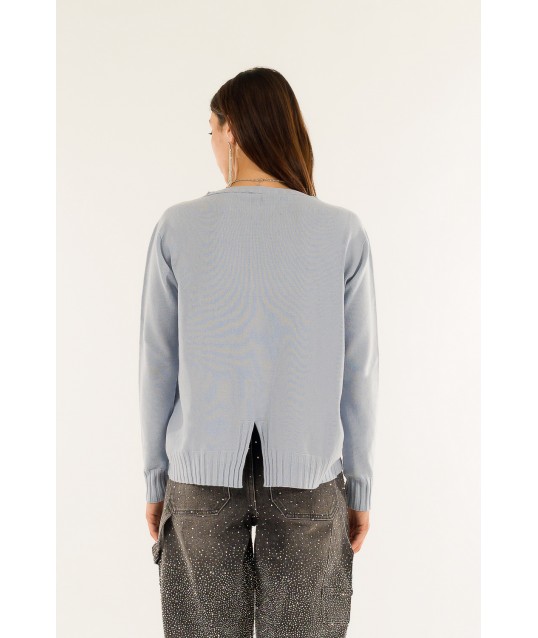 Kontatto back slit crew neck