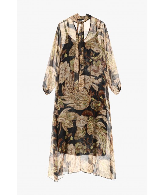 Long Printed Dress With Long Sleeves Dixie