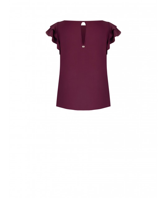 Blusa Smanicata E Fluida In Raso Opaco Con Maniche Volant Rinascimento