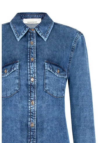 Camicia Ampia In Denim Con Taschini Rinascimento